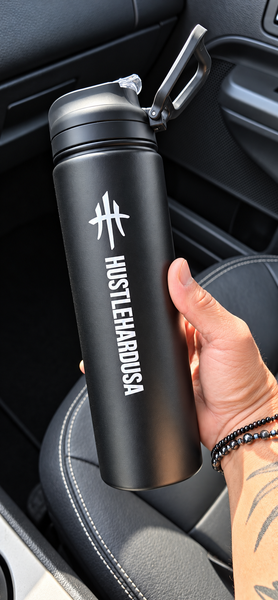 HustleHardUSA 24oz Double Walled Stainless Steel Water Bottle