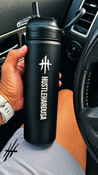 HustleHardUSA 24oz Double Walled Stainless Steel Water Bottle