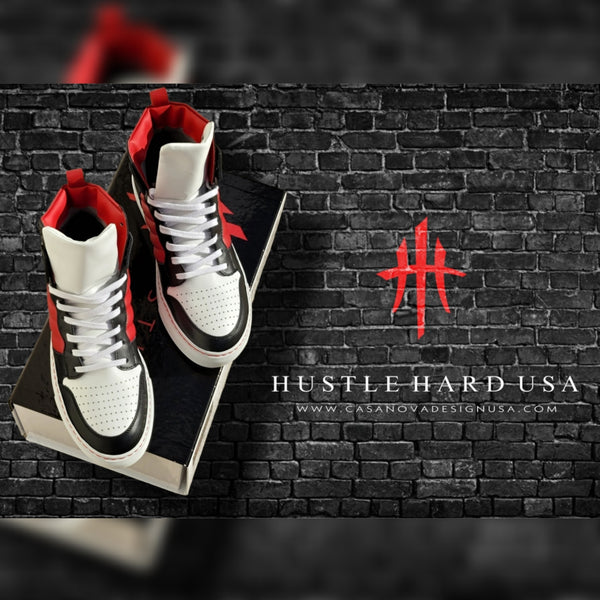 HustleHardUSA "HUSTLER No.6" All Leather Custom High Top Sneaker