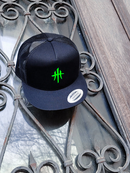 HustleHardUSA LIME GREEN Logo Snapback Trucker Lid