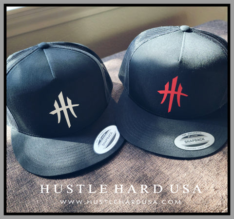 HustleHardUSA CLASSIC Flat Billed Trucker Lid