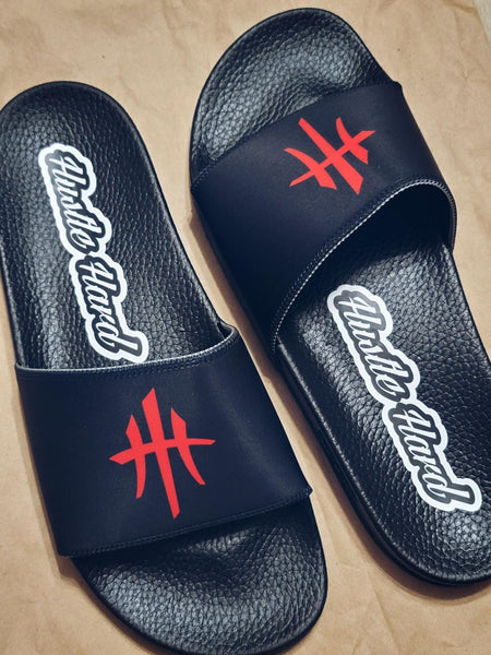 HustleHardUSA "SLIDE HUSTLE" CUSTOM SLIDES (MEN'S PURCHASlNG LINK)